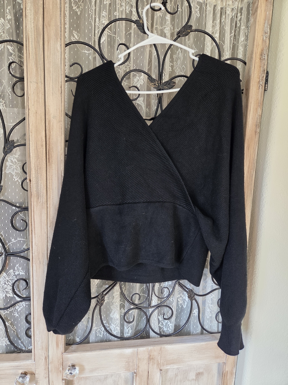 Plus size Ribbed Knit Wrap Style Sweater - Picture 2 of 4